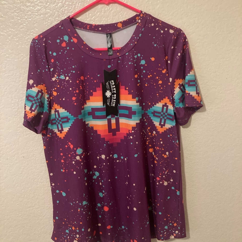 Crazy Train Purple Graphic Short Sleeve Tee